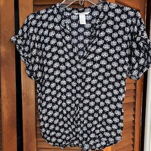 Blue and White Floral Women's Top